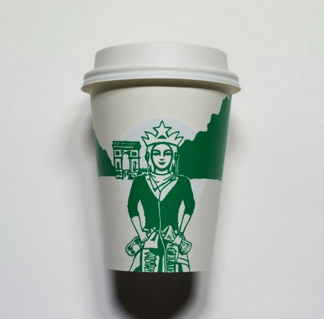 Дизайн на стаканчиках для кофе Starbucks