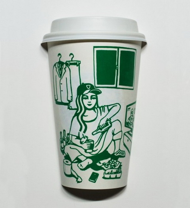 Дизайн на стаканчиках для кофе Starbucks