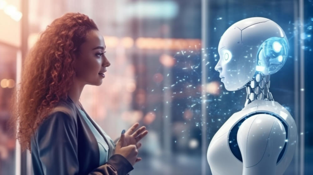 17 a robot chatting to another robotconcepts of machine learning or future technology generative ai